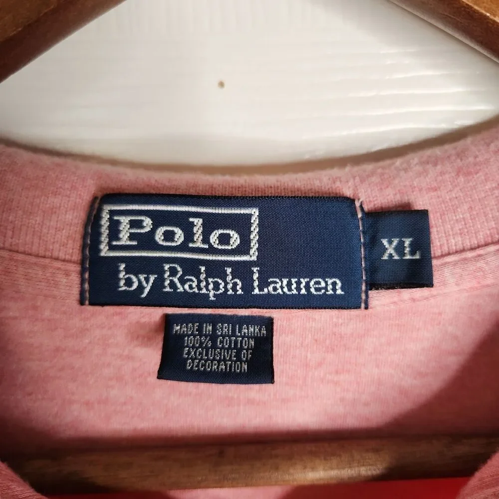 Polo Ralph Lauren Mens XL Pink Brown Pony Logo Short Sleeve Shirt Preppy Y2K